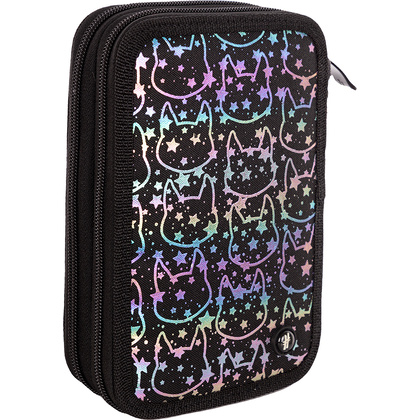 Пенал "Hash neon kitty", 2 отделения, чёрный - 5