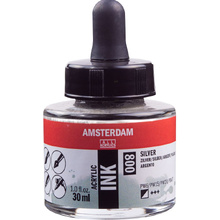 Краски жидкий акрил "Amsterdam", 800 серебро, 30 мл