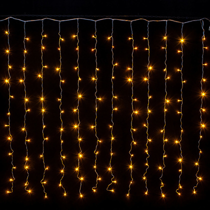 Гирлянда 160 LED "Занавес", 1.5x1.5 м, желтый