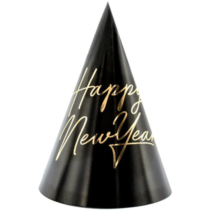 Колпаки праздничные "Happy New Year", 6 шт, черный - 2