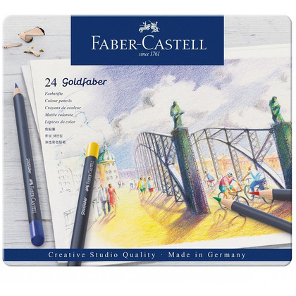 Карандаши цветные "Goldfaber", 24 шт., металлическая упаковка