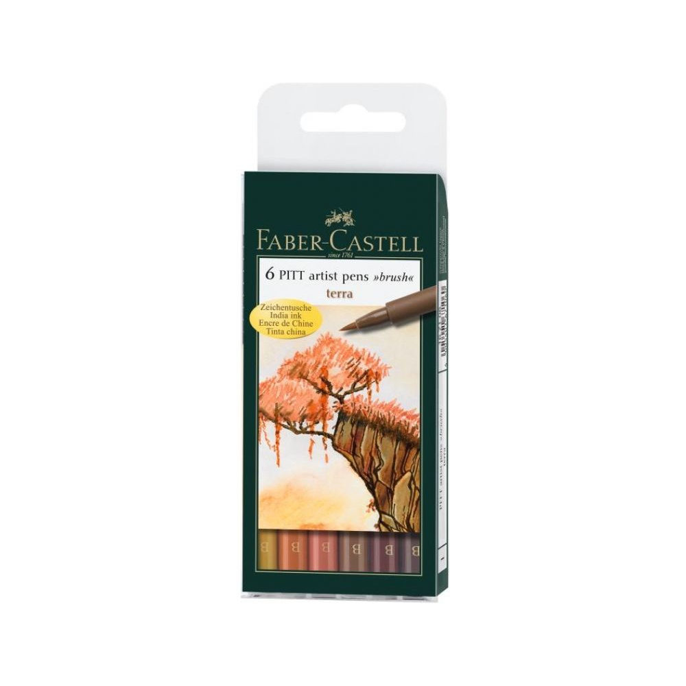 Маркер-кисть "Pitt Artist Pens Brush", 6 шт., земляные оттенки