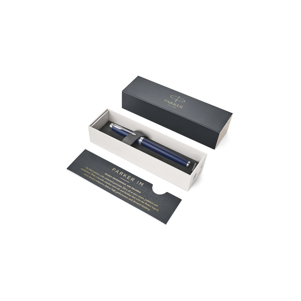 Ручка перьевая "Parker IM Matte Blue CT", F, синий, серебристый, патрон черный - 5