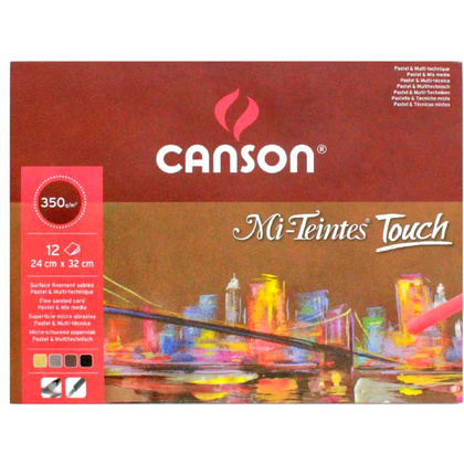 Блок-склейка бумаги для пастели "Mi-Teintes Touch", 24x32 см, 350г/м2, 12 листов, 4 цвета 