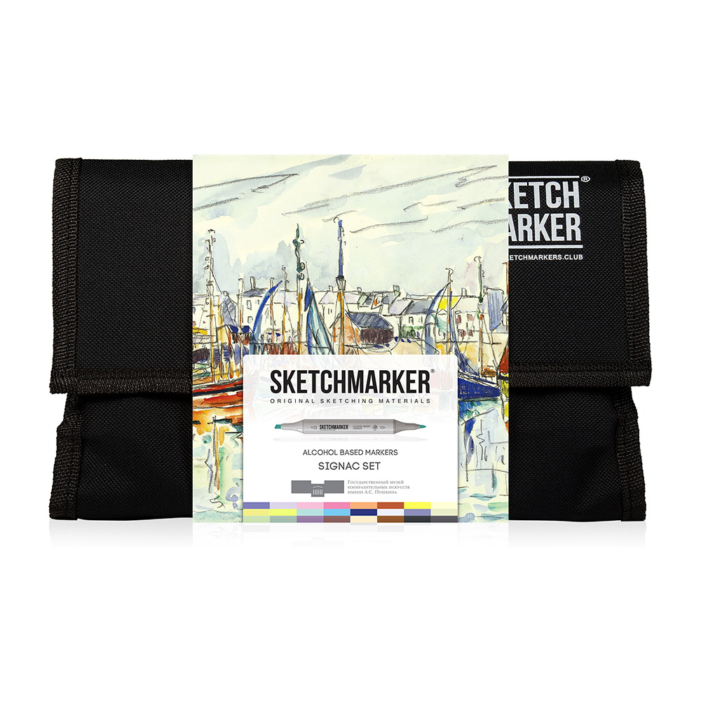 Набор маркеров перманентных "SKETCHMARKER & Pushkinskiy Brush. Синьяк", 24 шт.