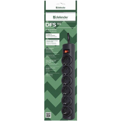 Сетевой фильтр Defender "DFS 155", 6 розеток, 5 м - 4
