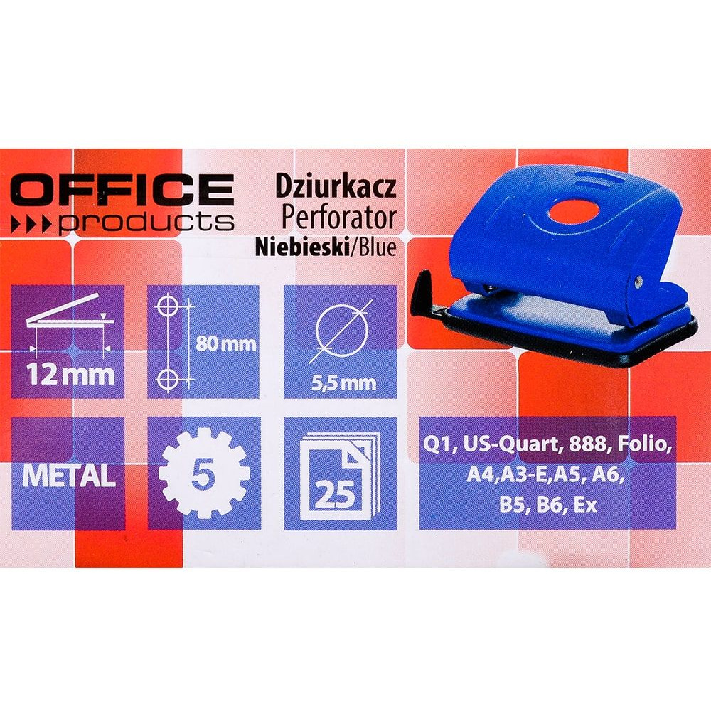 Дырокол "Office Product", 25 листов, синий - 3