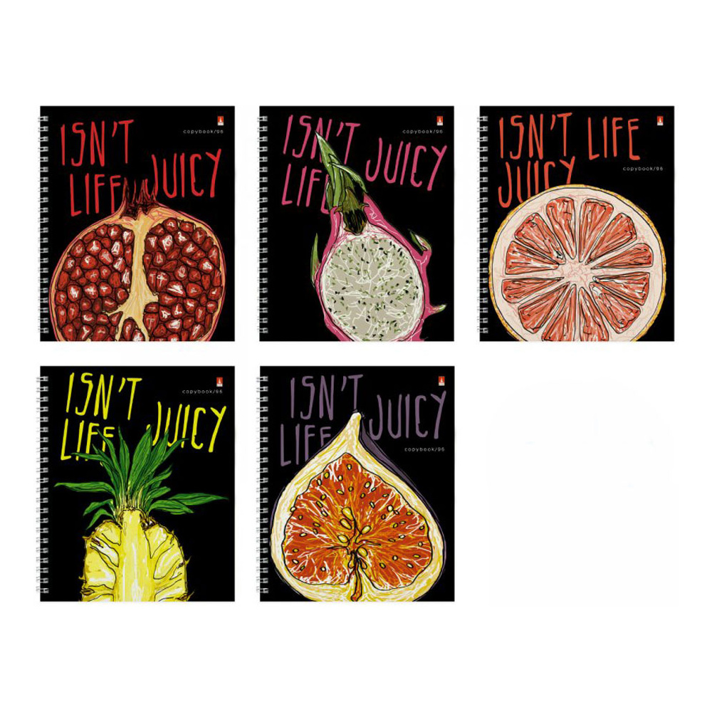 Тетрадь "Juicy life", А5+, 96 листов, клетка, ассорти