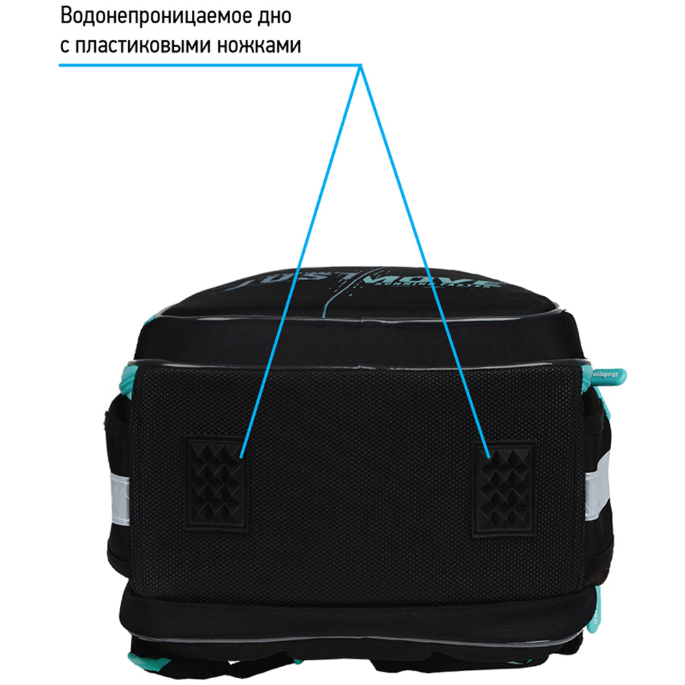 Рюкзак школьный "Just move", черный, бирюзовый - 6