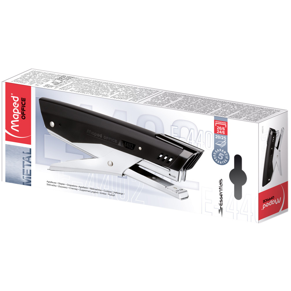 Скобосшиватель Maped "Essentials Metal Plier", 20-25 листов, черный - 3