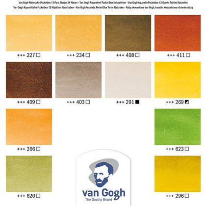 Набор красок акварельных "Van Gogh", оттенки природы, 12 цветов - 2