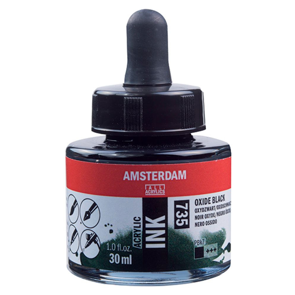 Жидкий акрил "Amsterdam", 735 оксид черный, 30 мл