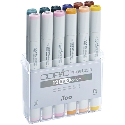 Набор маркеров перманентных "Copic Sketch" EX-2, 12 цветов