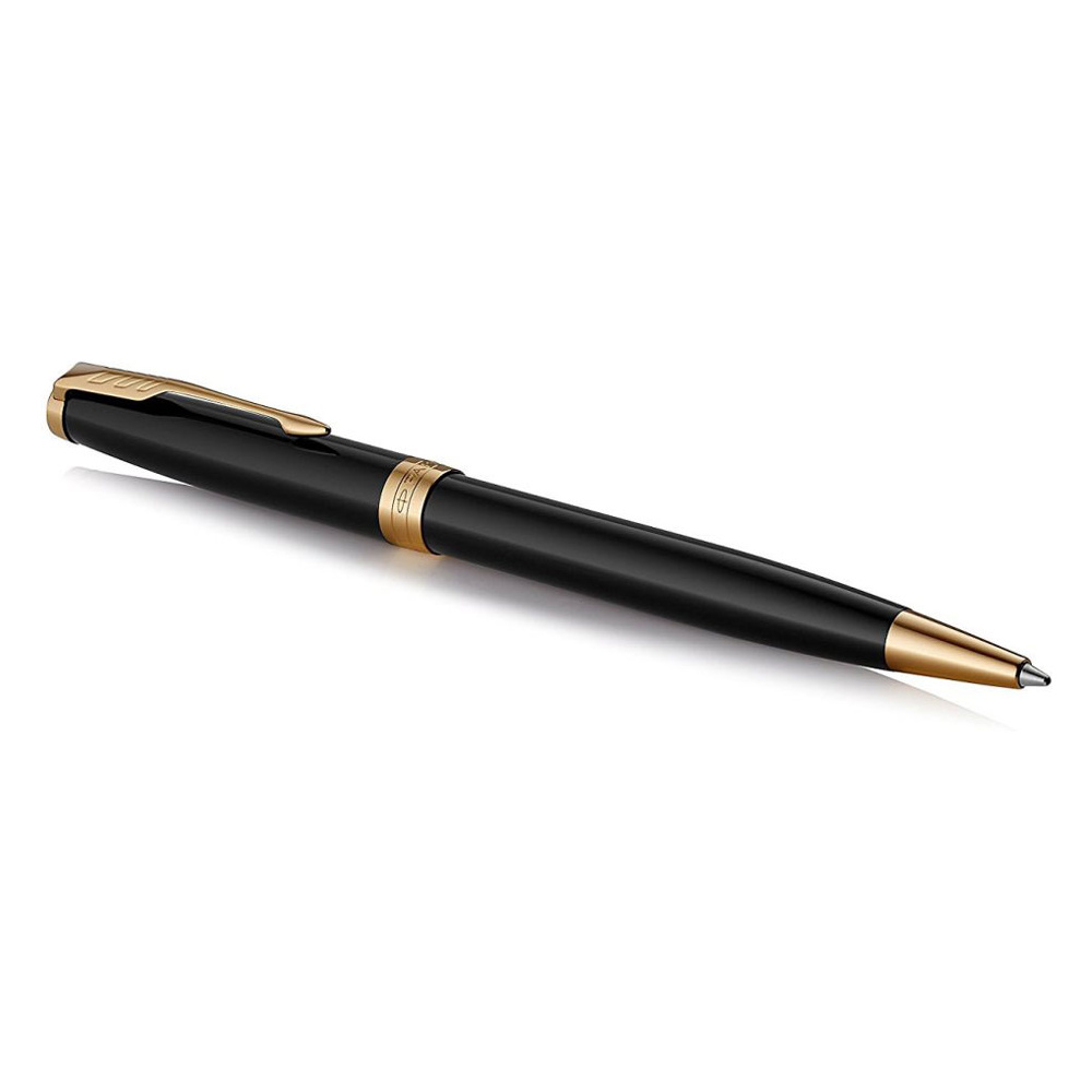 Ручка шариковая автоматическая Parker "Sonnet Lacquer Deep Black GT", 0.7 мм, черный, золотистый, стерж. черный - 2
