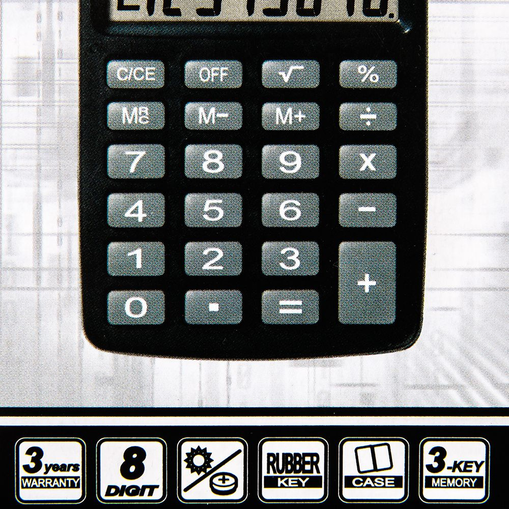 Калькулятор карманный Rebell "SHC108 BX", 8-разрядный, черный - 4