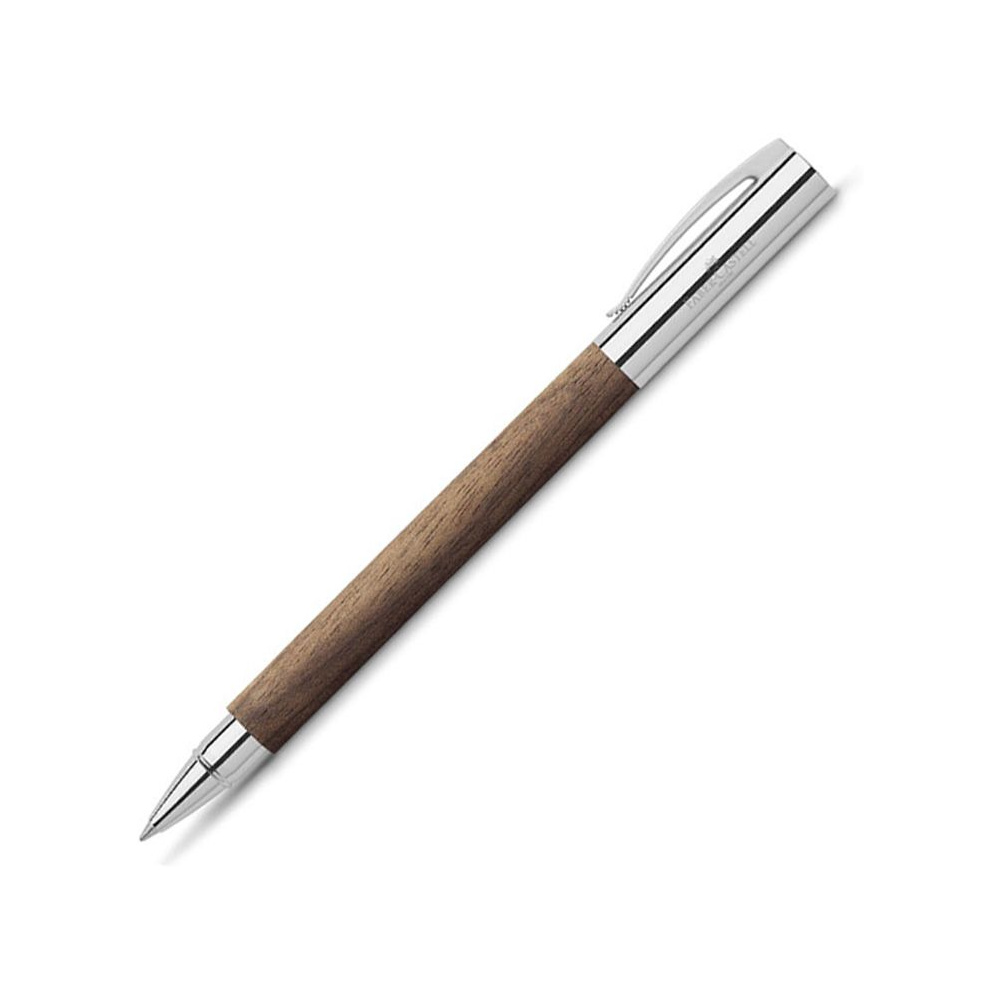 Ручка-роллер "Ambition Walnut wood", 1.0 мм, коричневый, серебристый, стерж. черный