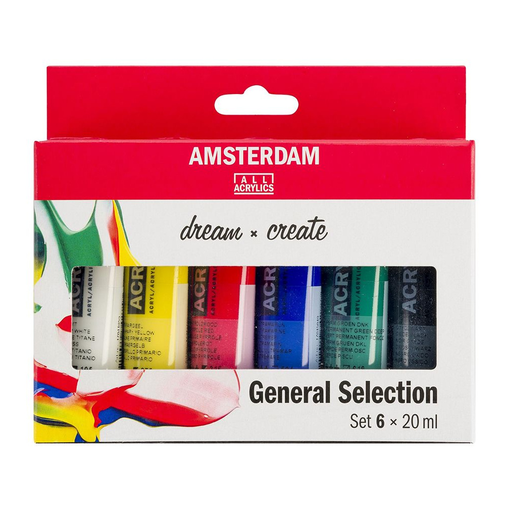 Набор красок акриловых "Amsterdam", 6 цветов, ассорти