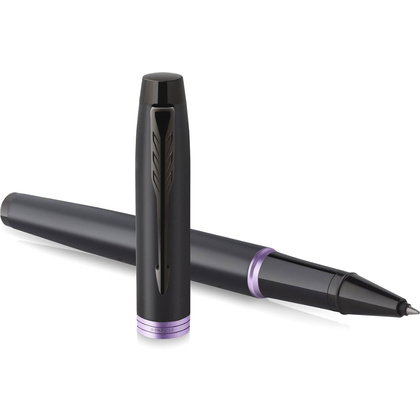 Ручка-роллер Parker "IM Vibrant Rings T315 Amethyst Purple PVD", 0,5 мм, черный, фиолетовый, стерж. черный - 3