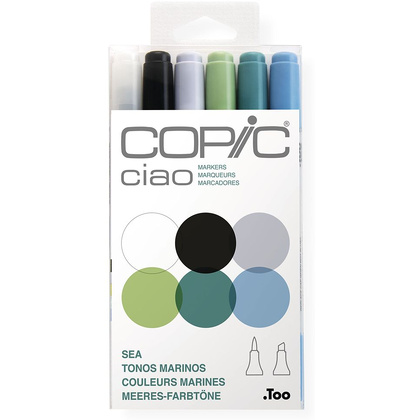 Набор маркеров перманентных "Copic ciao", 6 цветов, синие оттенки