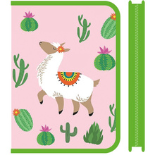 Папка для тетрадей "HELLO ALPACA" А5, на молнии, пластик, розовый, зеленый