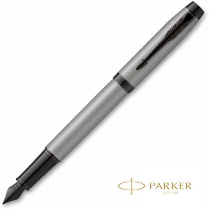 Ручка перьевая Parker "IM Achromatic F317", F, серый, черный, патрон синий