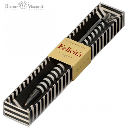 Ручка шариковая автоматическая "Felicita Black&White. Полоски", 0.7 мм, белый, черный, стерж. синий - 2