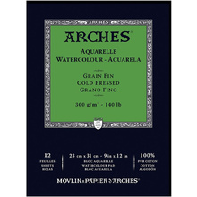 Блок-склейка бумаги для акварели "Arches", 23x31 см, 300 г/м2, 12 листов
