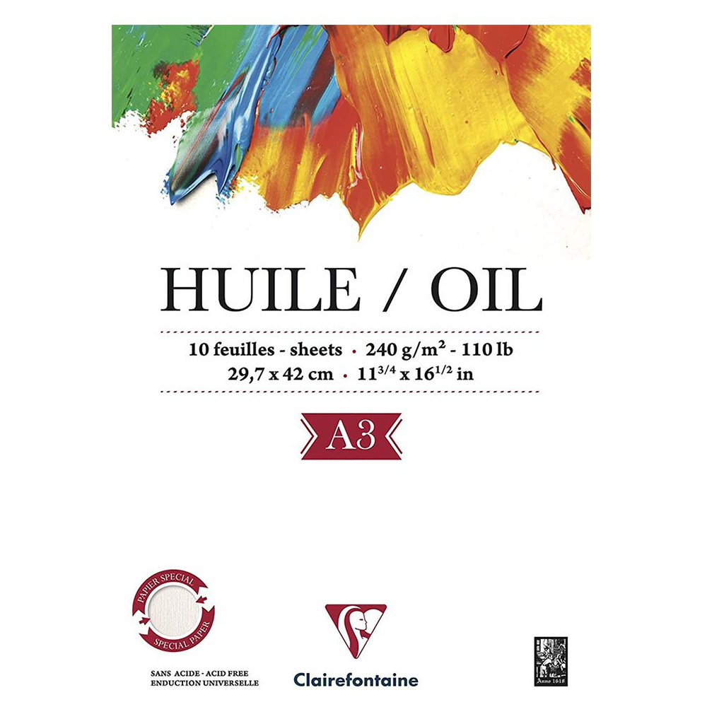 Блок-склейка бумаги для масла "Oil", А3, 240 г/м2, 10 листов