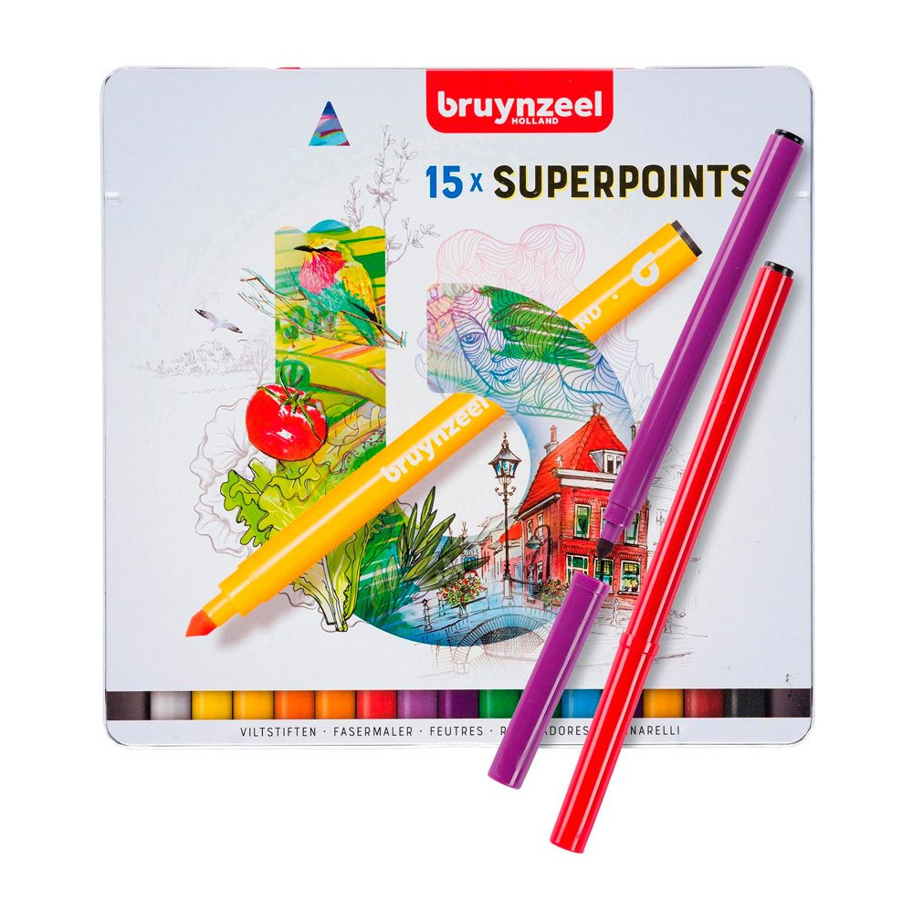 Набор маркеров художественных "Bruynzeel Super Point", 15 шт. - 2