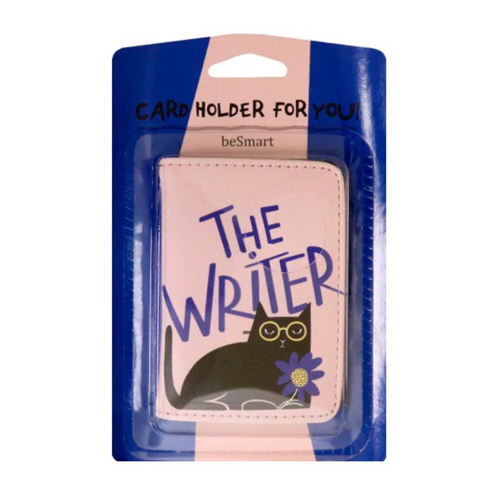Обложка для проездного билета "Writer кот", розовый - 2