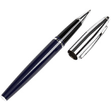 Ручка-роллер "Cross Calais Chrome&Blue Lacquer", 0.7 мм, синий, серебристый, стерж. черный